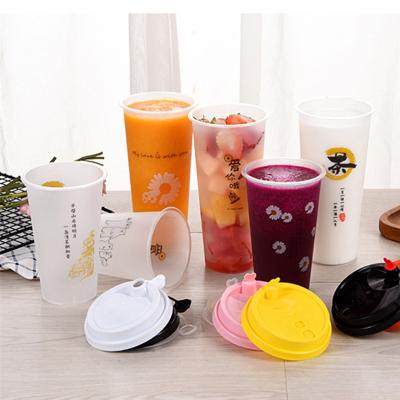 China Single Wall Clear Custom Logo UV Printing Group Small Ready To Ship 16oz Cold Cold Drinking Bubble Tea Mug With Lids for sale