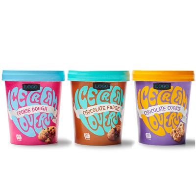 China Recycled materials ready to ship custom logo fast delivery small moq 12oz wholesale custom logo printed disposable printed recyclable ice cream cup for sale