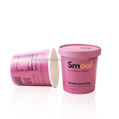 China Recycled materials customized logo brand printing ice cream cups 160z full color frozen paper safe wallsicecream with logo for sale