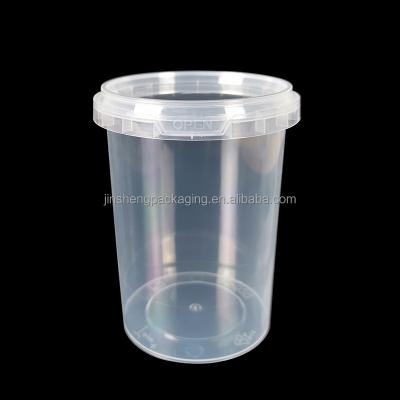 China Jinsheng single wall ready to ship small moq surround logo plastic soup container 600g 700g with lid for sale