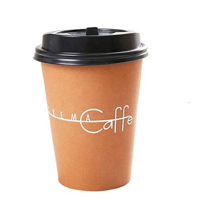 China 4oz 8oz 12oz Wall Disposable Gold Foil Double Stamping Custom Logo Coffee Hot Filling Paper Cup Hot Coffee Cup With PS PET Lid for sale