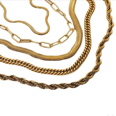 China FASHIONABLE Chunky Twisted Miani Cuban Chain Chocker Fine PVD 18K Gold Plated Stainless Steel Necklace Snake Rope Chain For Women Men Hiphop for sale