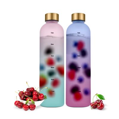 China High Quality 1 Liter 32oz Tritan Viable Water Bottles BPA Free Plastic Water Bottle With Time Marker for sale