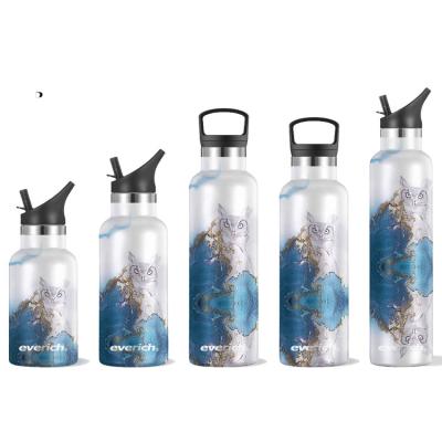 China Sustainable Narrow Mouth 500ml/750ml Stainless Steel Vacuum Insulated Sports Bottle With Steel Lid And Handle for sale