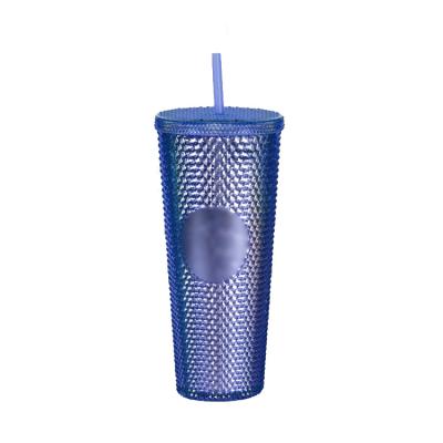 China BPA Free 16oz Double Wall Disposable Travel Cups Drinking Plastic Tumbler With Straw for sale