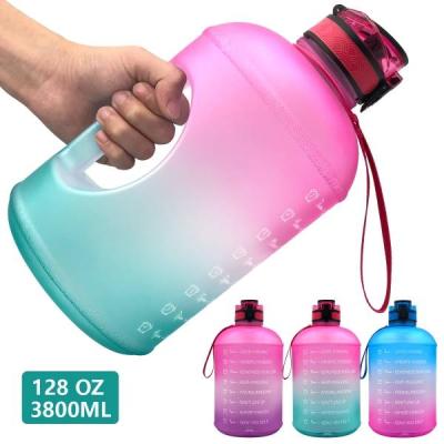 China Sustainable BPA Free Plastic Water Bottles 32oz 128oz Shaker Sports Plastic Water Bottles Motivational Water Bottle for sale