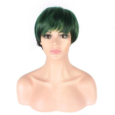 China Ladies green hair futura green synthetic wig short wigs for black women for sale