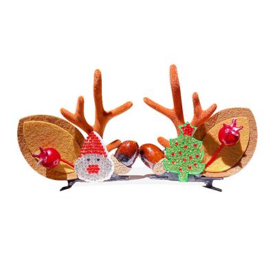 China Party New Antler Kids Christmas Hairpin Clips Hair Accessories Stylish Red Cute Girl Lovely Hair Clips Hairpins For Kids for sale