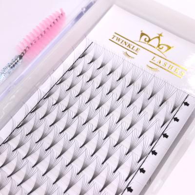 China Long Natural Eyelash Extension Qingdao Tiny Rod Premade 7d Volume Fans Lashes Pointed Low Middle Taped Lashes for sale