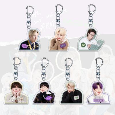 China New Teen JIN JIMIN SUGA JK RM V JHOPE Pendant Key Chain Fashionable 3mm Bulletproof Personal Acrylic Double Sided Iron for sale