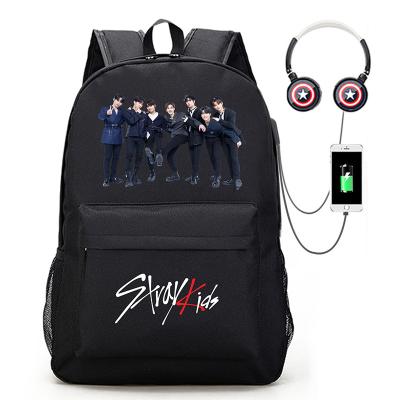 China K-Noise GOT7 STRAY-KIDS TWICE Anti-theft Peripheral Backpack USB School Bag Student Filling School Bag for sale