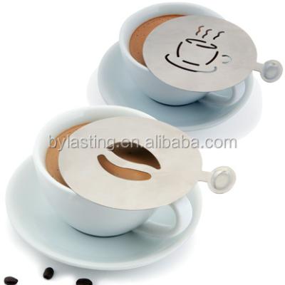 China Sustainable Kitchen Accessories Stainless Steel Coffee Stencils Sets Funny Shape Customize Latte Coffee Stencils for sale