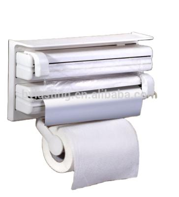 China Sustainable Kitchen Accessory Triple Foil Dispenser For Kitchen Roll Aluminum Foil And Cling Film Cutter for sale