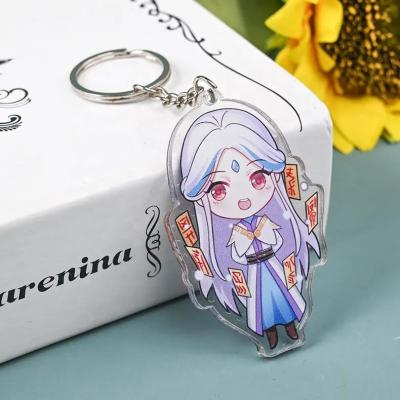 China Plastic Custom Acrylic Key Chain MOQ Price Eco-friendly Cheap Hologram Made Acrylic Key Chain Anime Holographic Glitter Acrylic Charm for sale