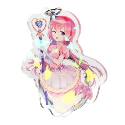 China Plastic Holographic Charms Clear Acrylic Custom Printed Transparent Hologram Key Chain To Make Your Own Acrylic Key Chain With Anime for sale