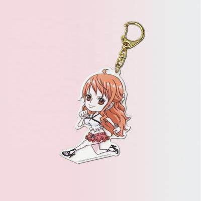 China Key Chain Cartoon Plastic Epoxy Acrylic Promotional Gift Printing Anime Keychains Holographic Logo Acrylic Charms Custom Made for sale