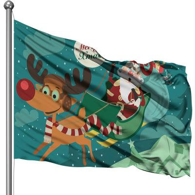 China Polyester Wholesale Manufacturing Flags Banners Merry Christmas Reindeer Seasonal Decoration Flag for sale