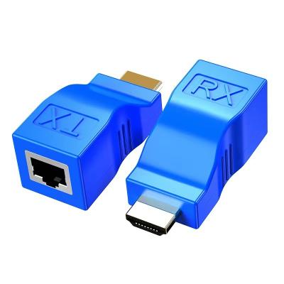 China HD Supplement 30M Network Extender Transmitter and Receiver Adapter V1.4 RJ45 CAT5E CAT6 LAN 1080P Ethernet LAN 1080P Converter 82x45x22mm for sale