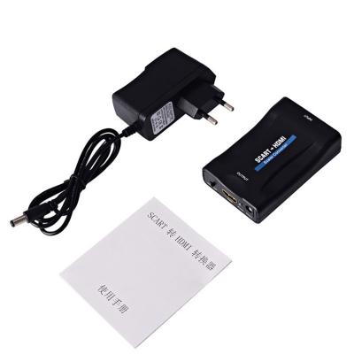 China Cheap Price 1080P SCART to HDM-I Converter Adapter Upscale Video-Audio Plug and Play with USB Cable for HDTV and DVD HY-SCART TO HDM-I for sale