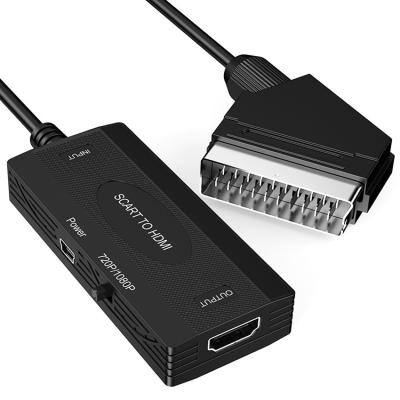 China New Design 1080p 60hz PVC Scart To Hd Converter Video Audio Adapter For TV Dvd Installed Scart To Hd Box for sale