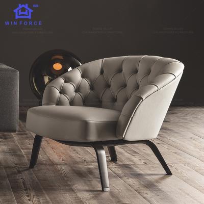 China Luxury Leather Living Room Extended Simple Sofa Chair Metal Sofa Leg Leisure Chair Nordic Style for sale