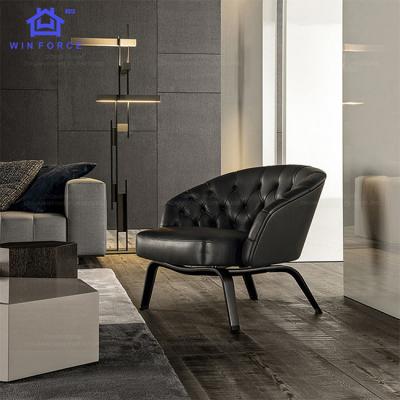 China Wholesale Custom Living Room Stretch Sofa Chair Comfortable Single Seater Sofa Leather Leisure Sofa Chair for sale