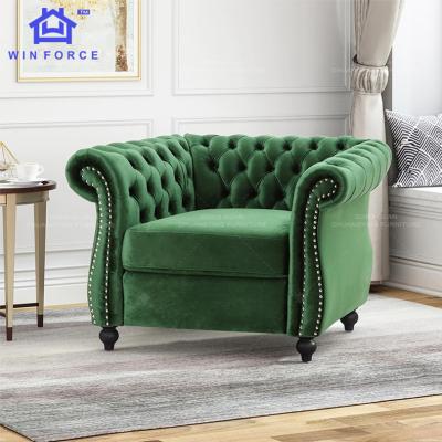 China Nordic Modern Velvet Tufted Fabric High Back Leisure Style Single Chair Living Room Furniture Chair for sale