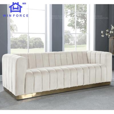 China High Quality Comfortable Living Room Sofa Set Luxury Furniture Velvet Three Seater Sofa Stretch for sale