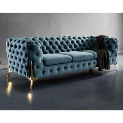 China 2022 New Design Stretch Moderner Sofa Set Velvet Fabric Couch Chesterfield Sofa Double Living Room Sofa for sale