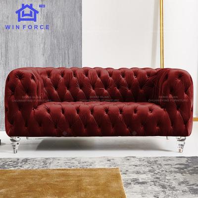 China Custom Lightweight Luxury Velvet Sofa Set Double Stretch Factory Living Room Furniture Chesterfield Sofa for sale