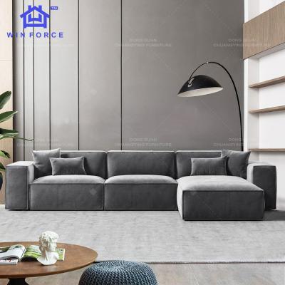 China New Arrival Living Room Sofa Furniture Velvet Fabric Corner Sofa With Chaise Modern Extendable Sectionals for sale