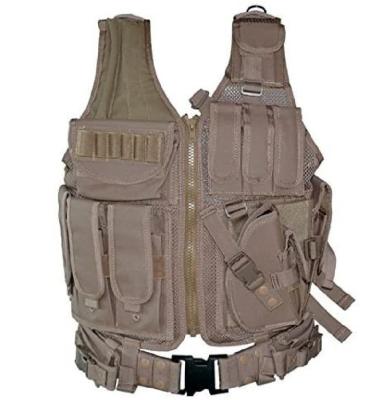 China FREE SAMPLE High Strength Polyester Oxford Hunting Cross Vest Military Vest Suction Tactical Tan for sale