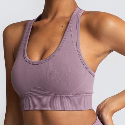 China Factory supply fitness apparel ladies gym fitness sports bras wholesale seamless women workout active yoga bra for sale