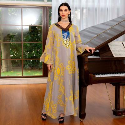 China Anti-wrinkle 2022 Summer European and American High Quality Muslim Abaya Women Dress Fashion Long Sheath Dubai Muslim Dress Women's Dresses for sale