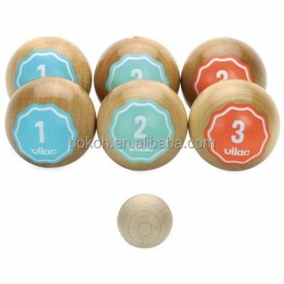 China Outdoor Toys Wooden Bocce Balls Set Family Outdoor Bocce Games For Backyard Lawn Beach 6 Balls And 1 Pallino for sale