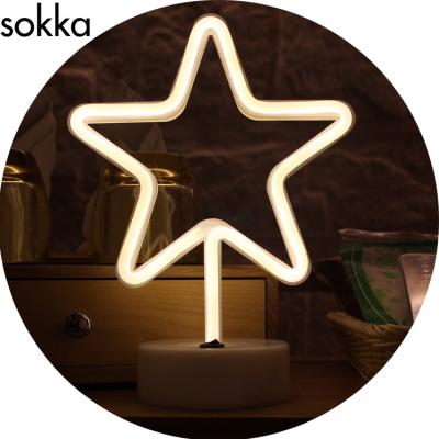 China Night Neon Light Hotel OEM Amazon Gold Supplier 3*AA LED Neon Lamp Holder Nurturing Light for Living Room, Party Decoration, Bedroom Star for sale