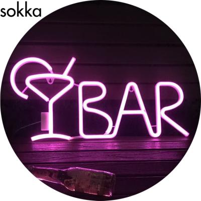 China Hot Selling Amazon Garden Large Plastic Neon LED Pink 26x54.8cm Bar Sign Wall Deco for sale