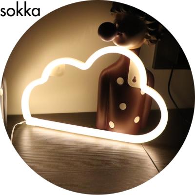 China Hotel Night Light LED Neon Sign Cloud Shaped With Warm White Lamp USB And Battery Operated for sale