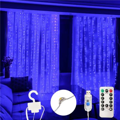 China 300LED 8 Modes Curtain Wall Light 3*3m USB Operated Curtain Wall String Lights For Wedding Party Decoration for sale