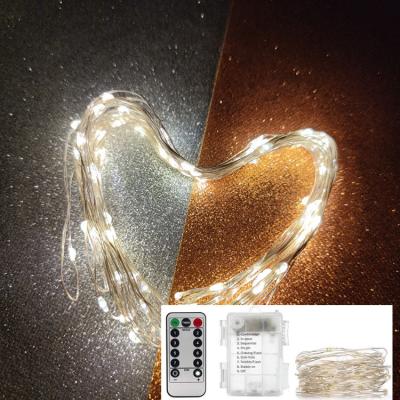 China 16ft Copper Wire Micro Light 8 Pattern 100LED Waterproof Battery Box Operated Warm White Christmas Timer Twinkle LED String Light With Outdoor for sale