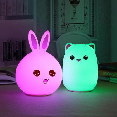 China +warm Promotion LED Color Silicone Night Light Colorful White Light Rabbit Remote Control Lamp for sale