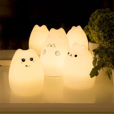 China Colorful White Light USB Colorful Cat Kids Rechargeable +warm Discount LED Night Lamp 7 Colors Led Night Light for sale