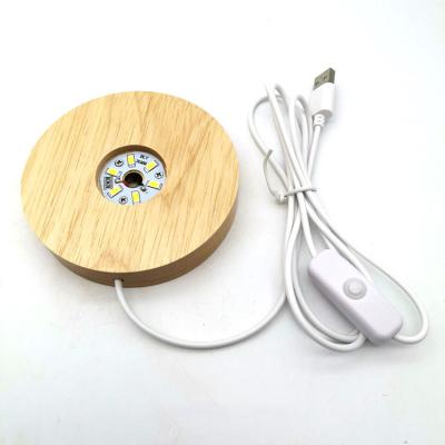 China Modern Wooden Led Lamp Holder Base USB Cable Switch Night Light For 3D Led Night Lamp for sale