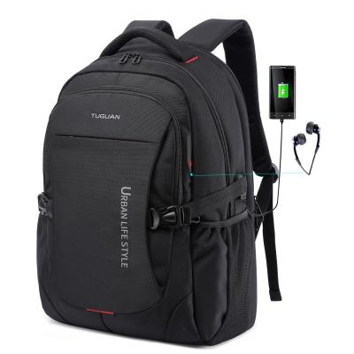 China With Amazon 2020 Backpack Polyester OEM USB 15.6 Inch Waterproof Black School Laptop Bag for sale