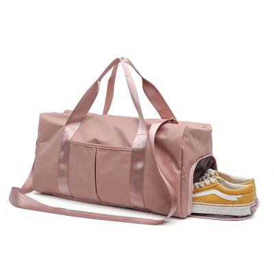 China Pink Shoe Compartment Fashion Fitness Bag Women Travel Bags Spend Overnight Weekend Duffel Bag for sale