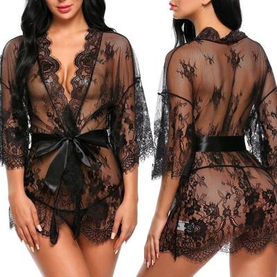 China Wholesale Mature Women Sexy Lingerie Mature Women Plus Size S-3Xl Erotic Sexy Lingerie T-Back Thong Set Lingerie Mesh Nightgown Women Lace Dress Babydoll Along for sale