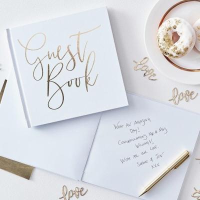 China paper & Cardboard Factory Direct Gold Foil Memory Hardcover Book Hardcover Baby Shower Wedding Guest Book High Quality Guest Book for sale