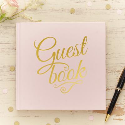 China paper & Cardboard Printing High Quality Limit Wedding Case Hardcover Book Gold Foil Memorial Guest Book for sale