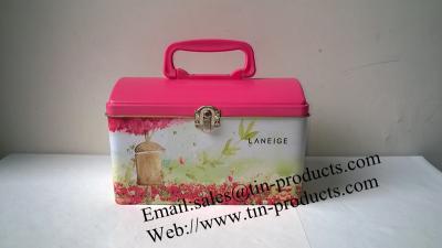 China Top Sell Gift tin  Box /Metal Gift Box with handle /Promotional Box with lock & Handle for sale