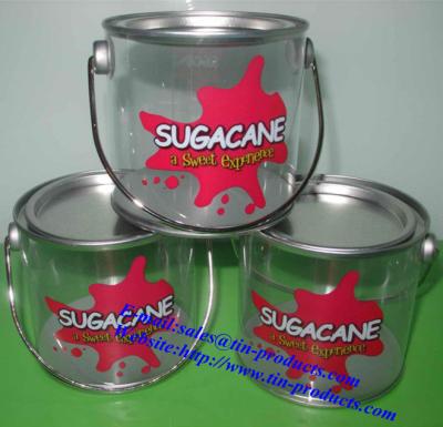 China Different Printed PET Tin Pail with metal lid and handle from Goldentinbox.com for sale